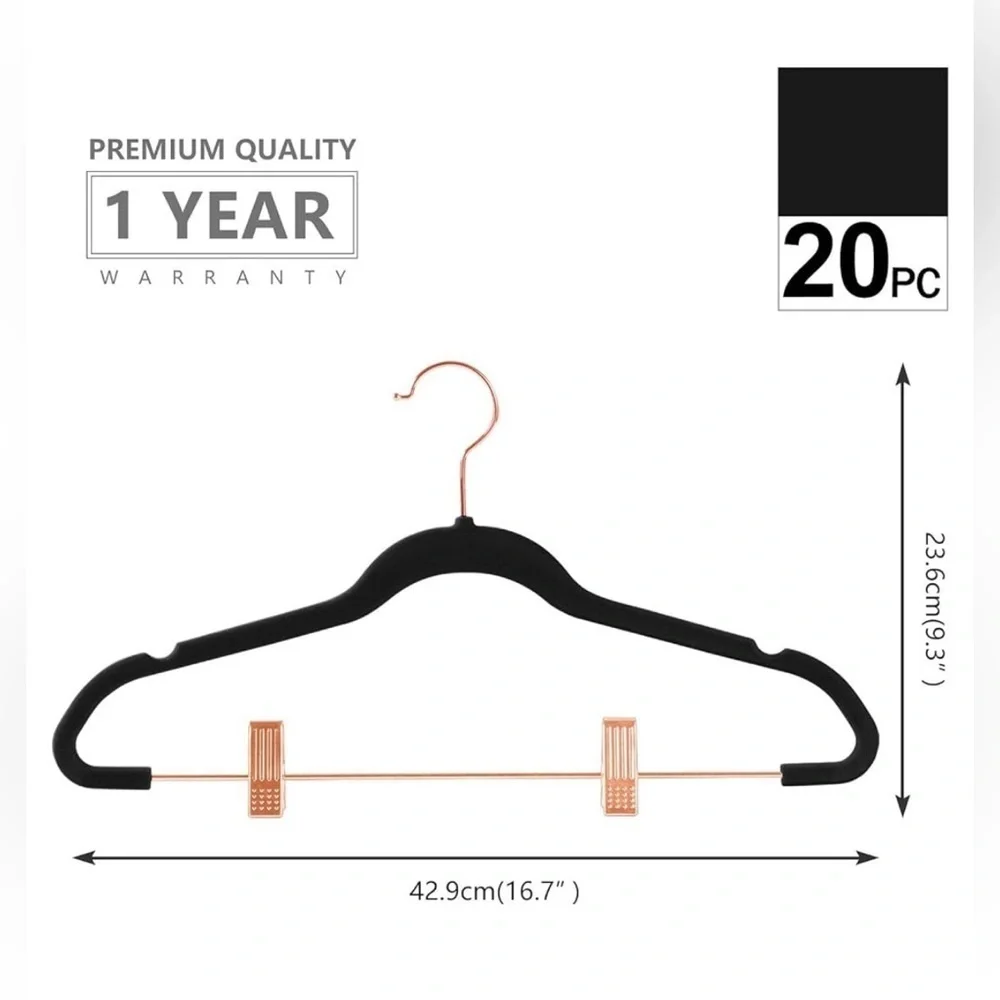 NEW Premium Space Saver Velvet Non-Slip Pants Hangers with Clips, 20 Gold Yellow